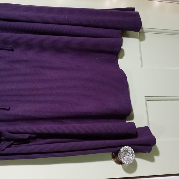 Women's navy blue ribbed viscose lace up neck wide sleeve 1X - Picture 2 of 8